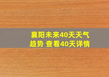 襄阳未来40天天气趋势 查看40天详情